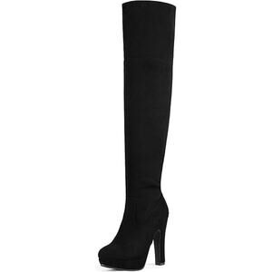 New Dream Pairs Women Size 7 Black Faux Suede 5" Heel Thigh High Over Knee Boots